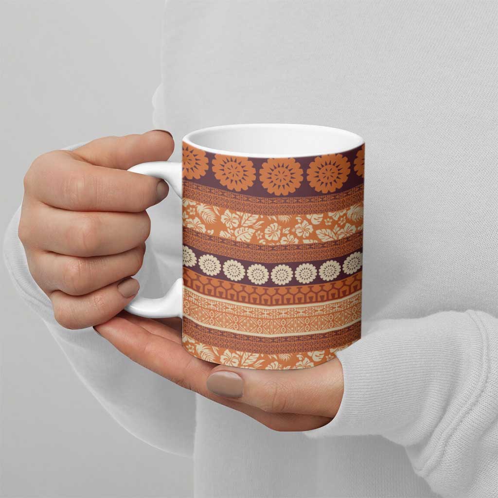 Fiji Marau na Kerisimasi Ceramic Mug Gold Tapa Masi Inspired Christmas - Polynesian Pride