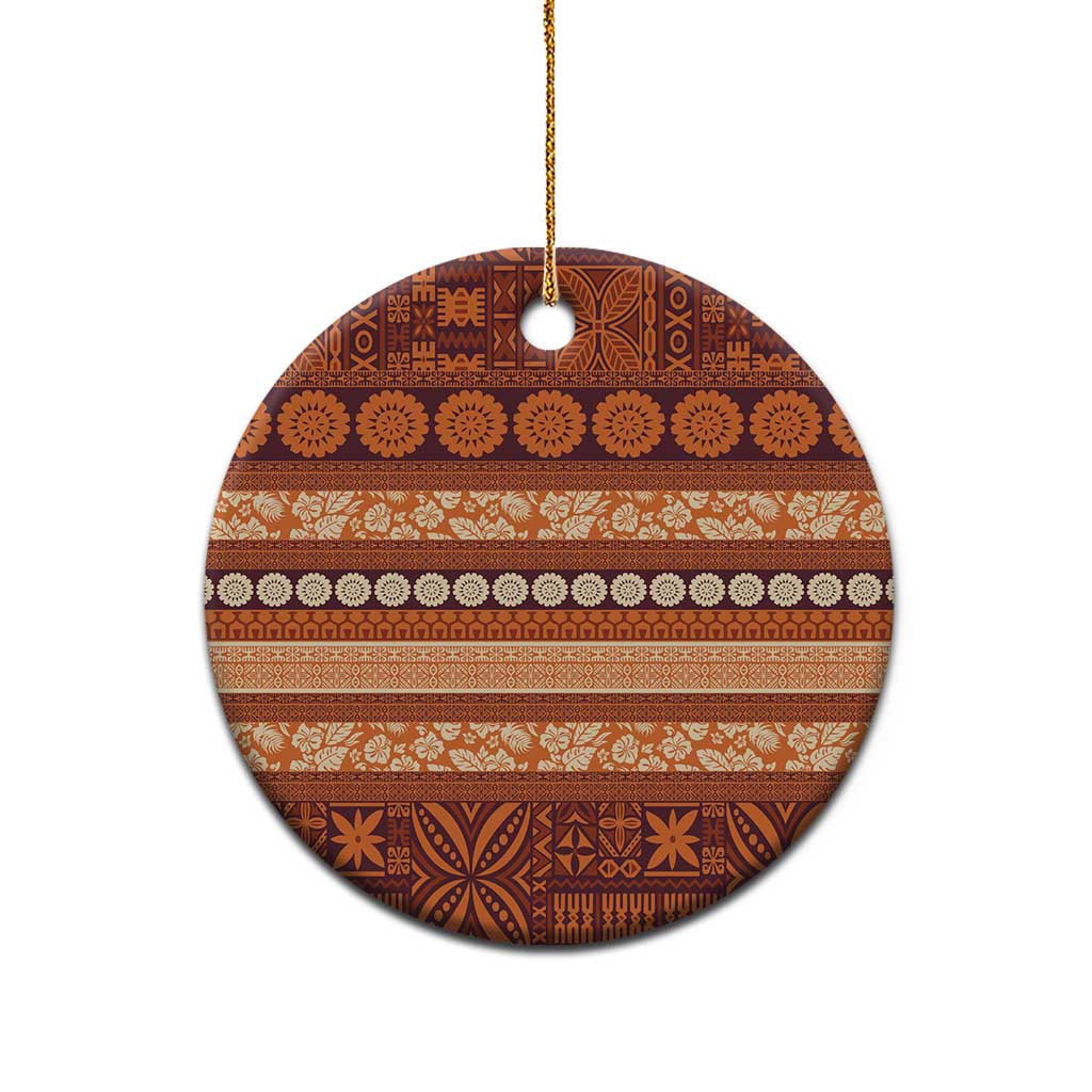 Fiji Marau na Kerisimasi Ceramic Ornament Gold Tapa Masi Inspired Christmas - Polynesian Pride