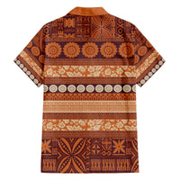 Fiji Marau na Kerisimasi Family Matching Off The Shoulder Long Sleeve Dress and Hawaiian Shirt Gold Tapa Masi Inspired Christmas - Polynesian Pride