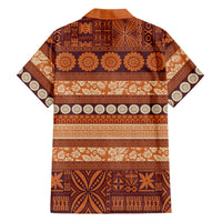 Fiji Marau na Kerisimasi Family Matching Off Shoulder Maxi Dress and Hawaiian Shirt Gold Tapa Masi Inspired Christmas - Polynesian Pride