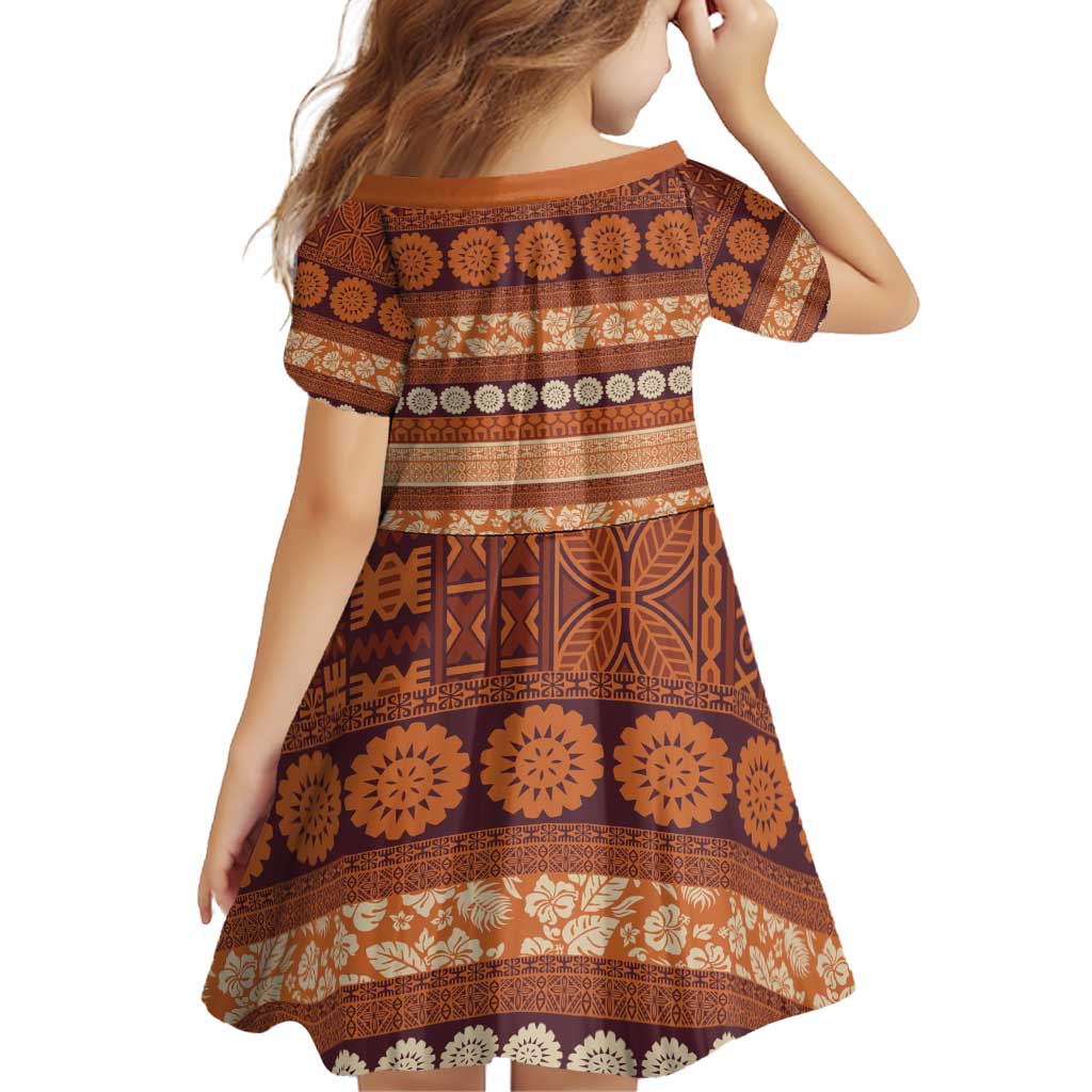 Fiji Marau na Kerisimasi Family Matching Off Shoulder Short Dress and Hawaiian Shirt Gold Tapa Masi Inspired Christmas - Polynesian Pride