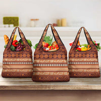 Fiji Marau na Kerisimasi Grocery Bag Gold Tapa Masi Inspired Christmas LT9 3-pack One Size Gold - Polynesian Pride