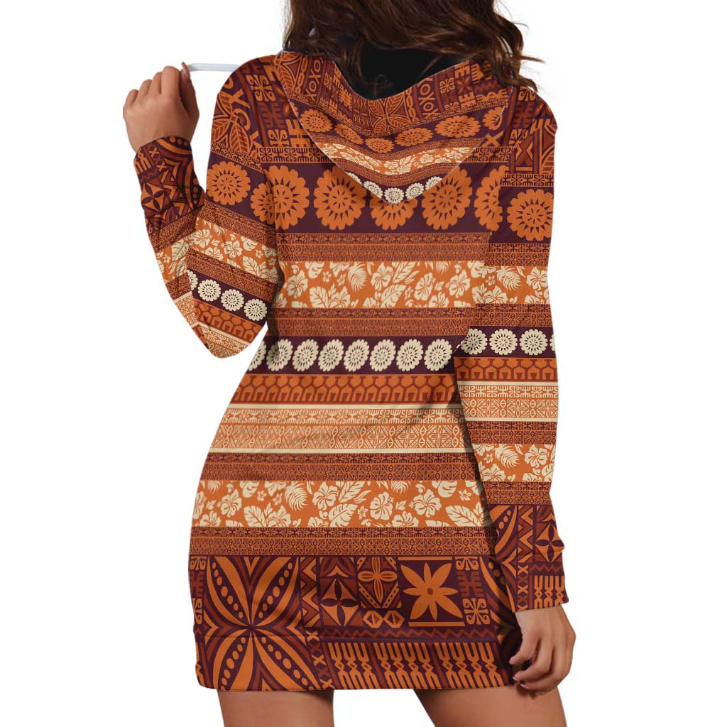 Fiji Marau na Kerisimasi Hoodie Dress Gold Tapa Masi Inspired Christmas - Polynesian Pride