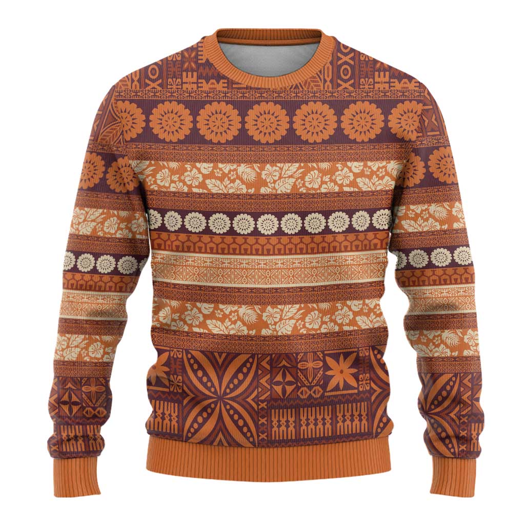 Fiji Marau na Kerisimasi Ugly Christmas Sweater Gold Tapa Masi Inspired Christmas - Polynesian Pride