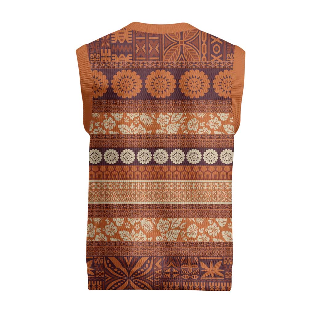 Fiji Marau na Kerisimasi Christmas Knitted V-Neck Vest Gold Tapa Masi Inspired Christmas - Polynesian Pride