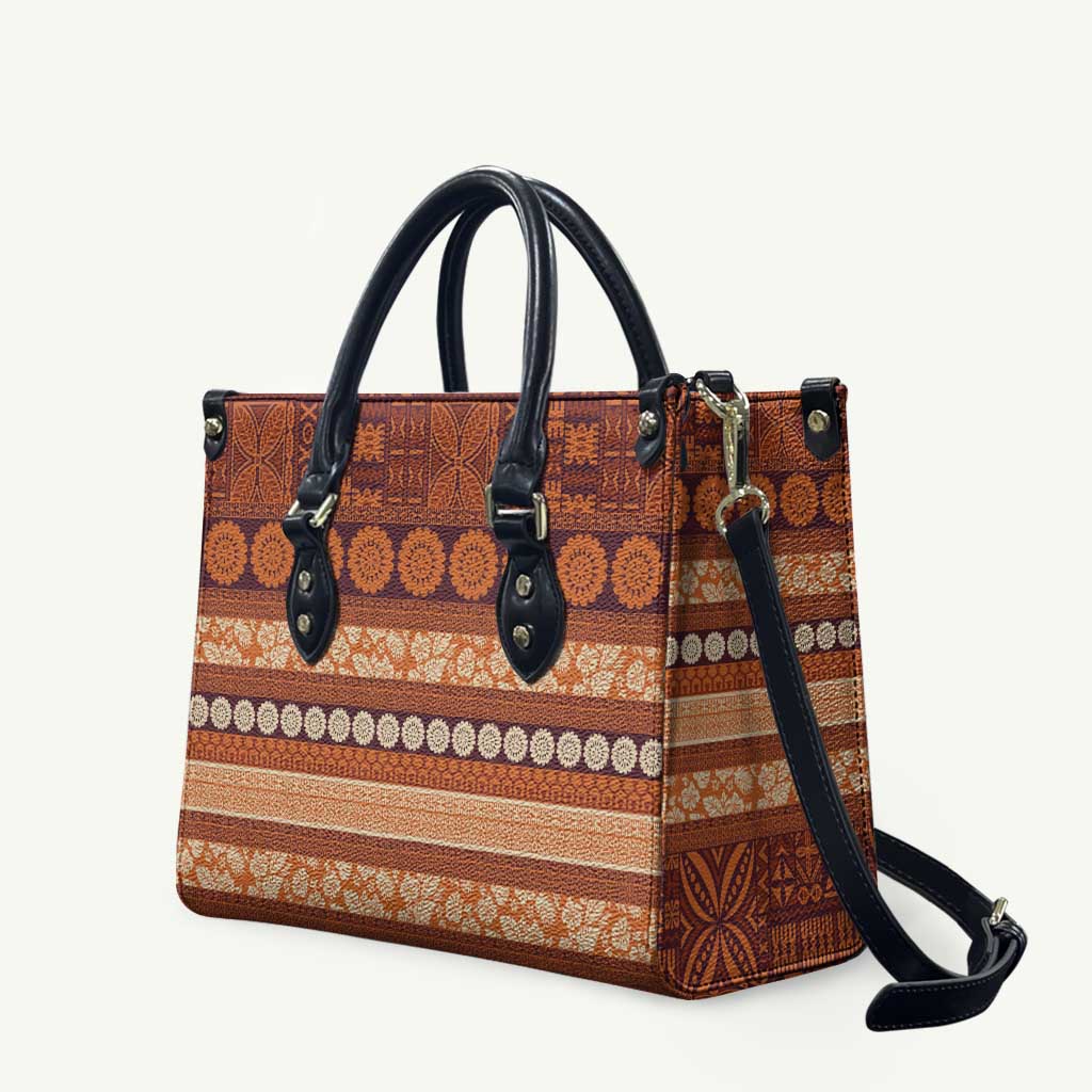 Fiji Marau na Kerisimasi Leather Bag Gold Tapa Masi Inspired Christmas - Polynesian Pride