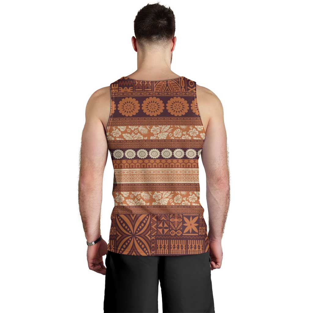 Fiji Marau na Kerisimasi Men Tank Top Gold Tapa Masi Inspired Christmas - Polynesian Pride