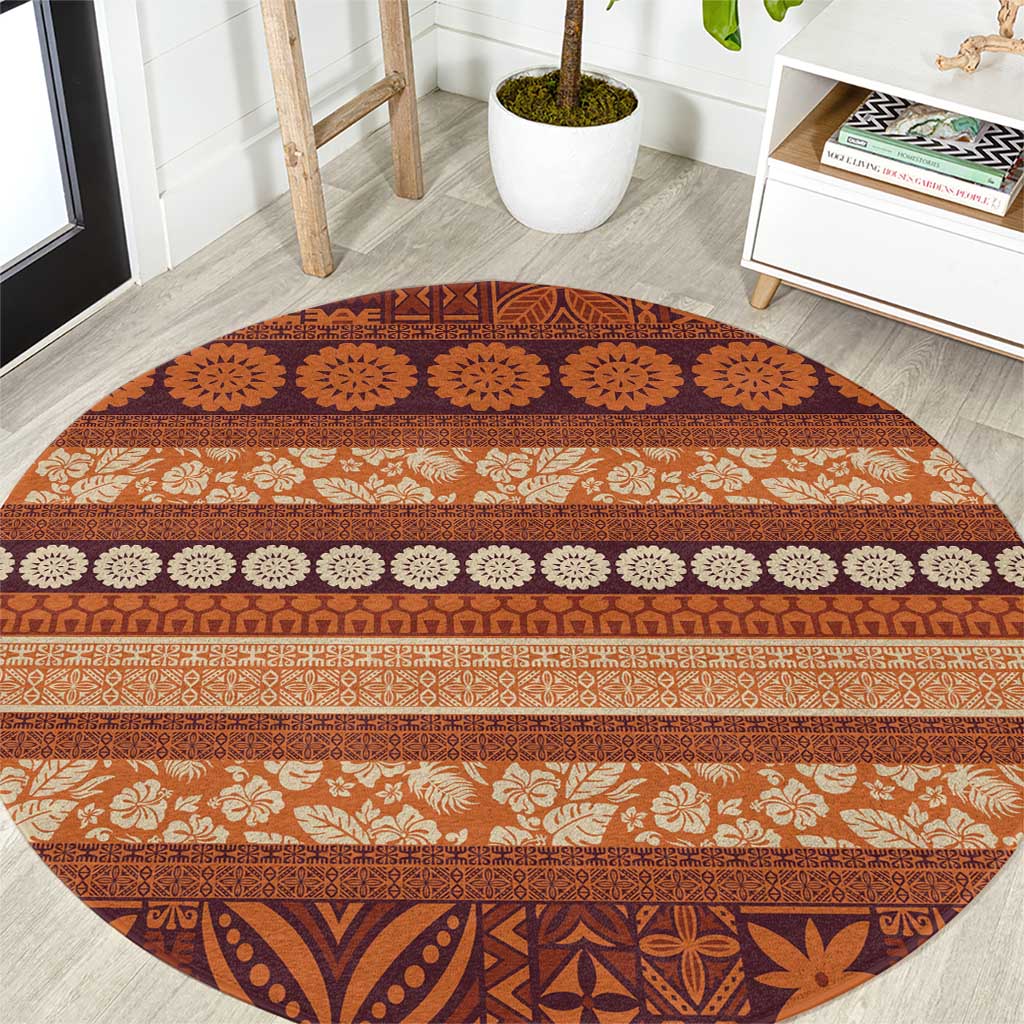 Fiji Marau na Kerisimasi Round Carpet Gold Tapa Masi Inspired Christmas - Polynesian Pride