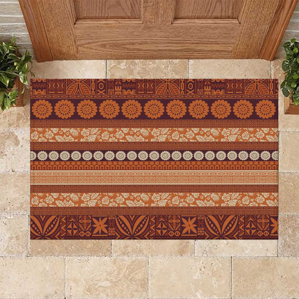 Fiji Marau na Kerisimasi Rubber Doormat Gold Tapa Masi Inspired Christmas - Polynesian Pride