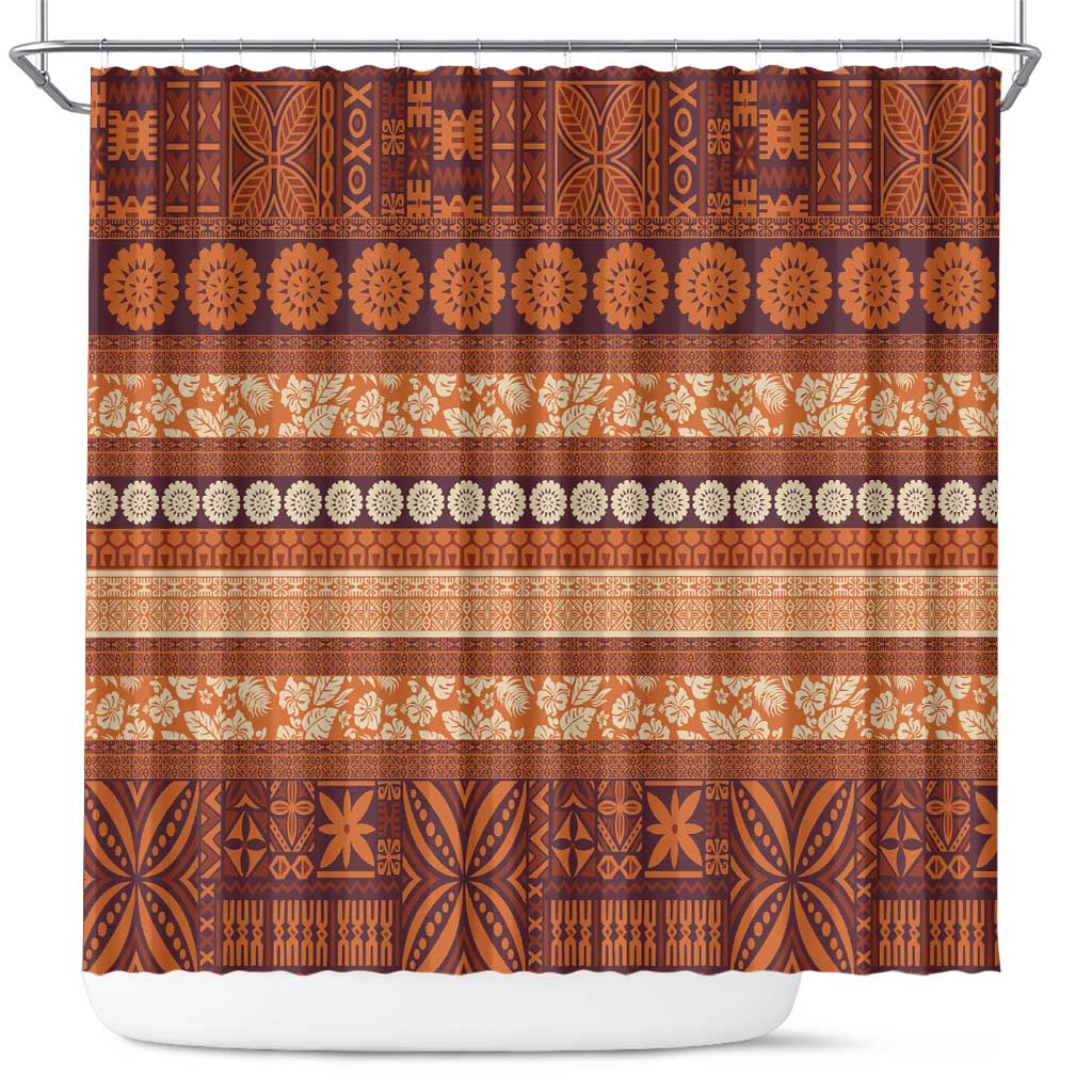 Fiji Marau na Kerisimasi Shower Curtain Gold Tapa Masi Inspired Christmas - Polynesian Pride