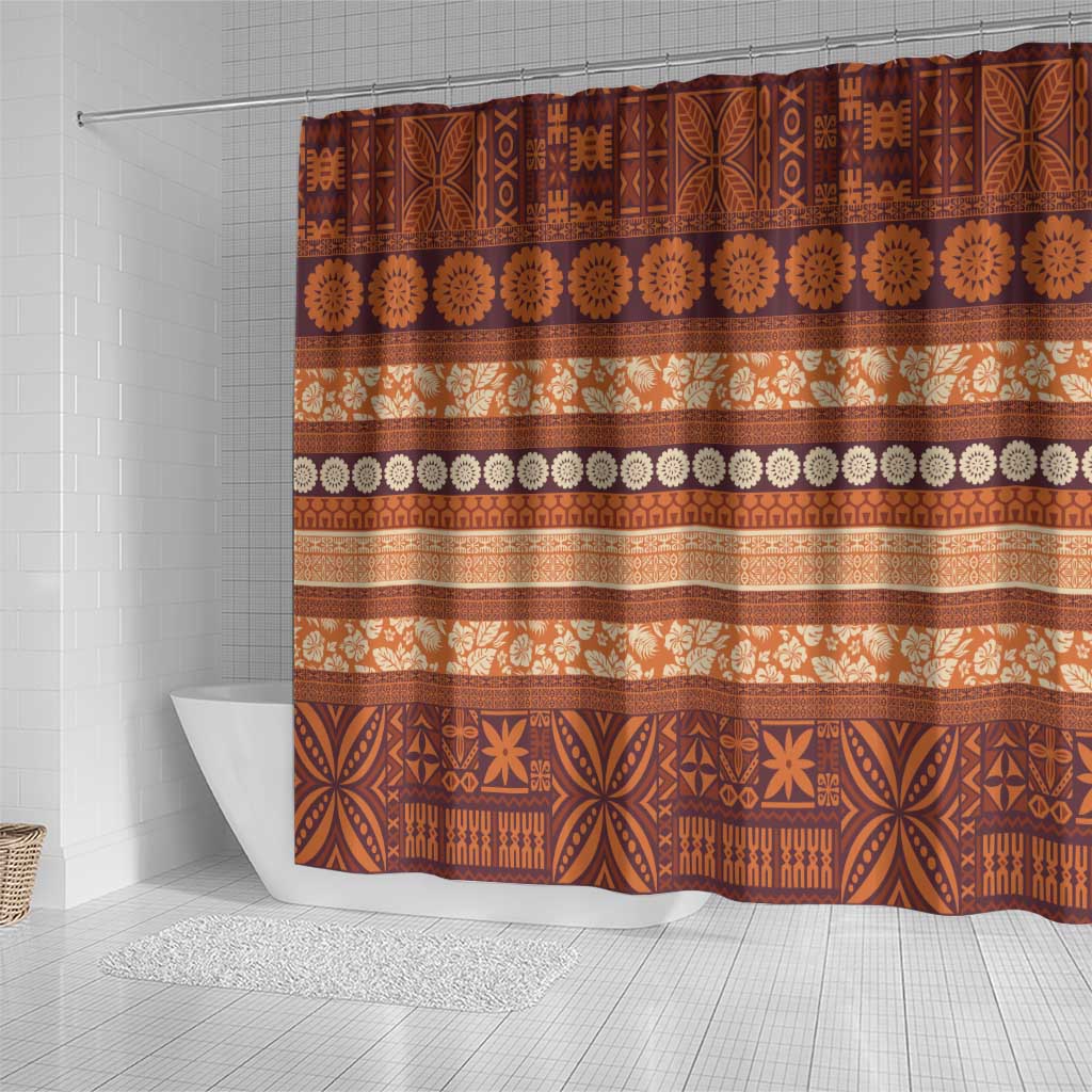 Fiji Marau na Kerisimasi Shower Curtain Gold Tapa Masi Inspired Christmas - Polynesian Pride
