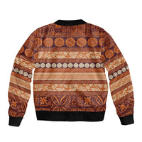 Fiji Marau na Kerisimasi Sleeve Zip Bomber Jacket Gold Tapa Masi Inspired Christmas - Polynesian Pride