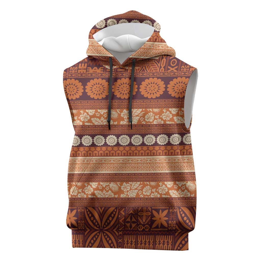Fiji Marau na Kerisimasi Sleeveless Hoodie Gold Tapa Masi Inspired Christmas LT9 Gold - Polynesian Pride