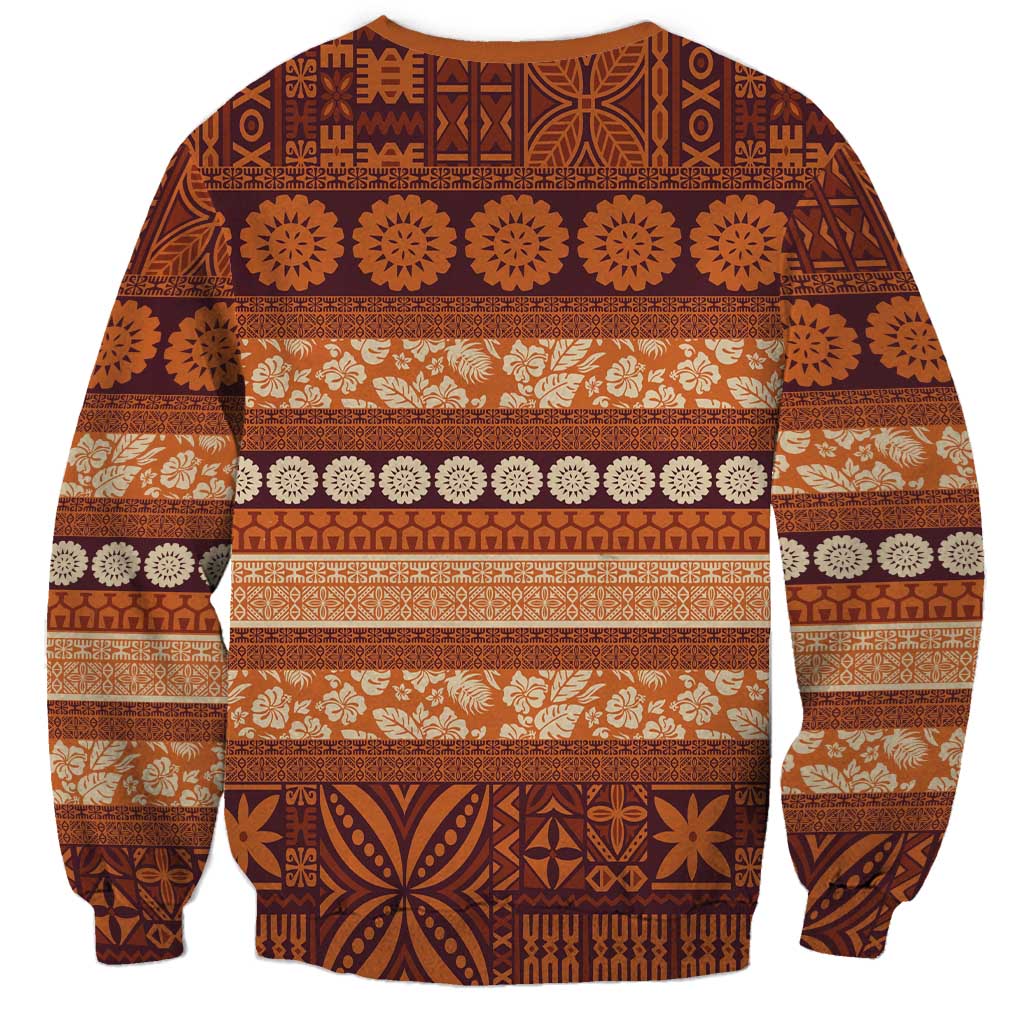 Fiji Marau na Kerisimasi Sweatshirt Gold Tapa Masi Inspired Christmas - Polynesian Pride