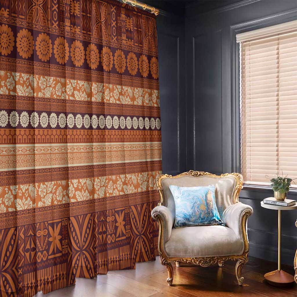 Fiji Marau na Kerisimasi Window Curtain Gold Tapa Masi Inspired Christmas - Polynesian Pride