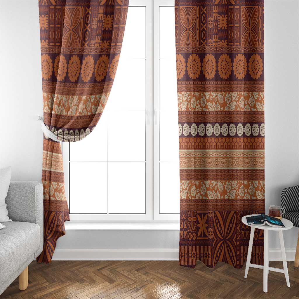 Fiji Marau na Kerisimasi Window Curtain Gold Tapa Masi Inspired Christmas - Polynesian Pride