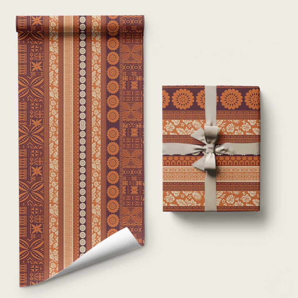 Fiji Marau na Kerisimasi Wrapping Paper Gold Tapa Masi Inspired Christmas - Polynesian Pride