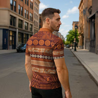 Fiji Marau na Kerisimasi Zipper Polo Shirt Gold Tapa Masi Inspired Christmas - Polynesian Pride