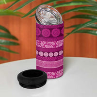 Fiji Marau na Kerisimasi 4 in 1 Can Cooler Tumbler Pink Tapa Masi Inspired Christmas - Polynesian Pride