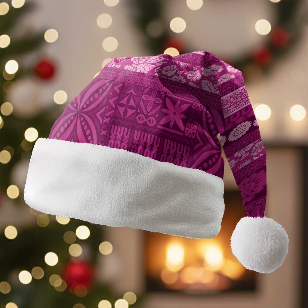 Fiji Marau na Kerisimasi Christmas Santa Hat Pink Tapa Masi Inspired Christmas - Polynesian Pride