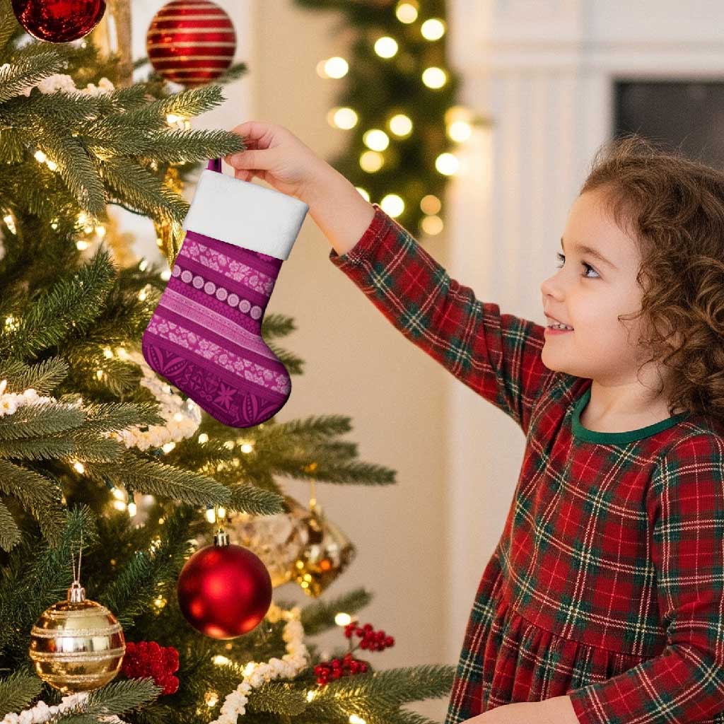 Fiji Marau na Kerisimasi Christmas Stocking Pink Tapa Masi Inspired Christmas - Polynesian Pride