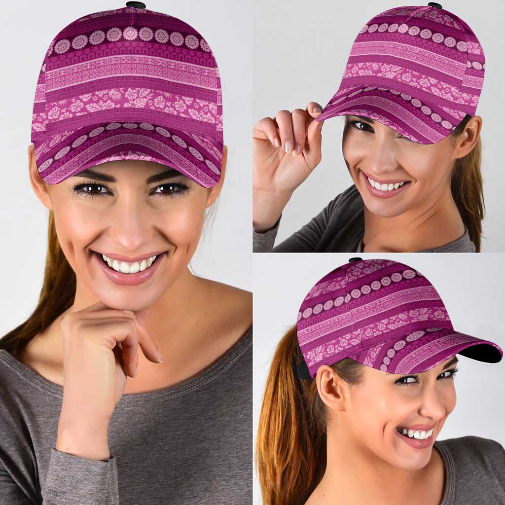 Fiji Marau na Kerisimasi Classic Cap Pink Tapa Masi Inspired Christmas - Polynesian Pride