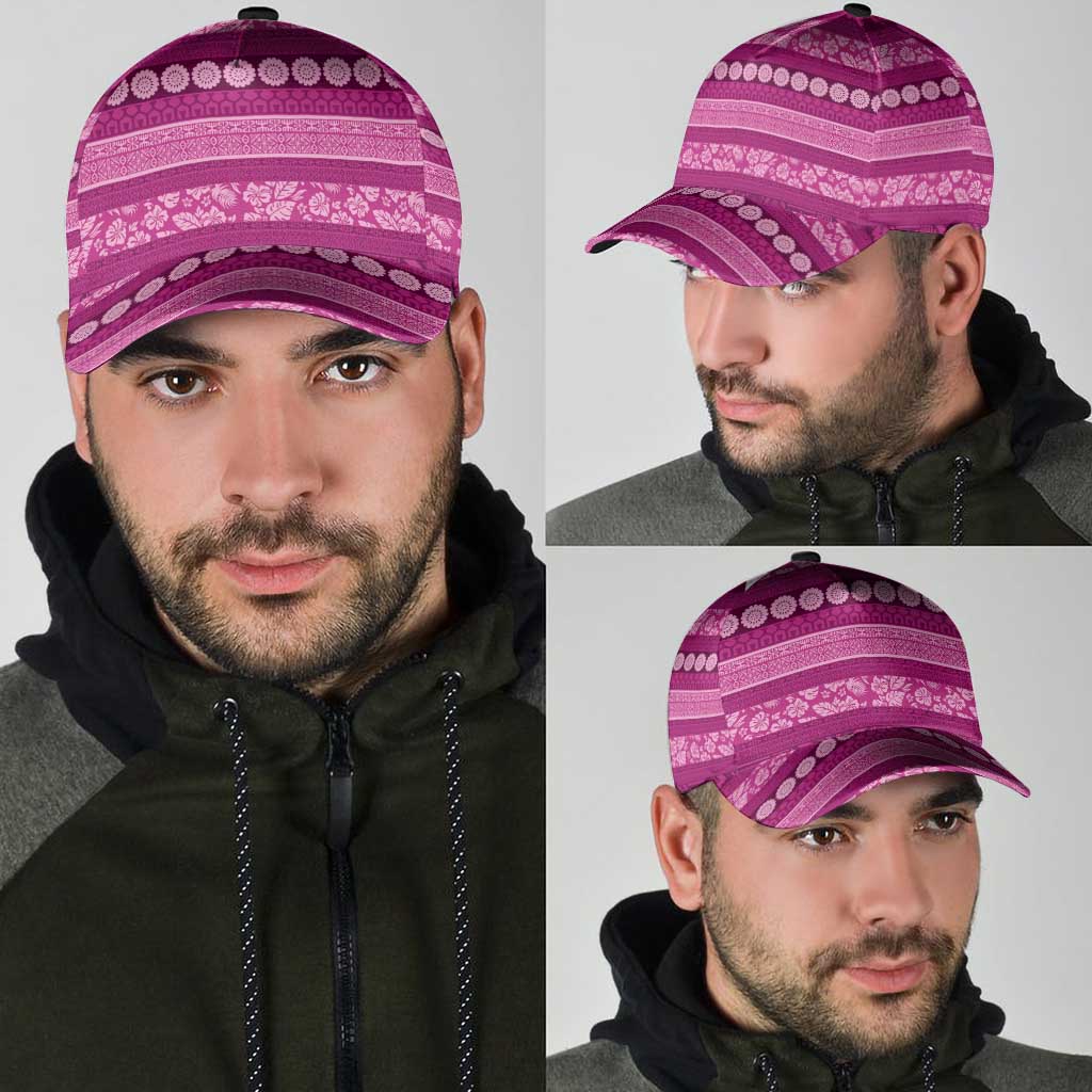 Fiji Marau na Kerisimasi Classic Cap Pink Tapa Masi Inspired Christmas - Polynesian Pride