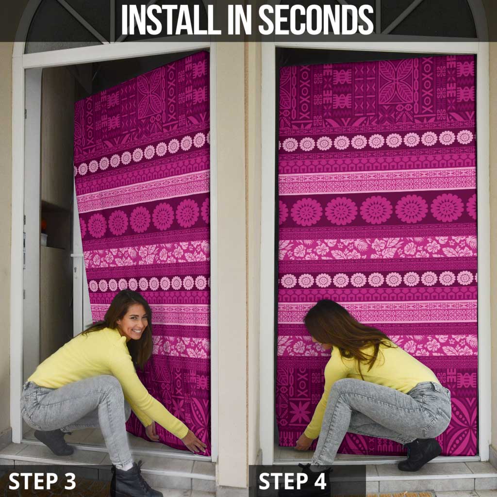 Fiji Marau na Kerisimasi Door Cover Pink Tapa Masi Inspired Christmas - Polynesian Pride