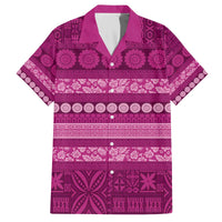 Fiji Marau na Kerisimasi Family Matching Off The Shoulder Long Sleeve Dress and Hawaiian Shirt Pink Tapa Masi Inspired Christmas - Polynesian Pride