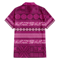 Fiji Marau na Kerisimasi Family Matching Short Sleeve Bodycon Dress and Hawaiian Shirt Pink Tapa Masi Inspired Christmas - Polynesian Pride