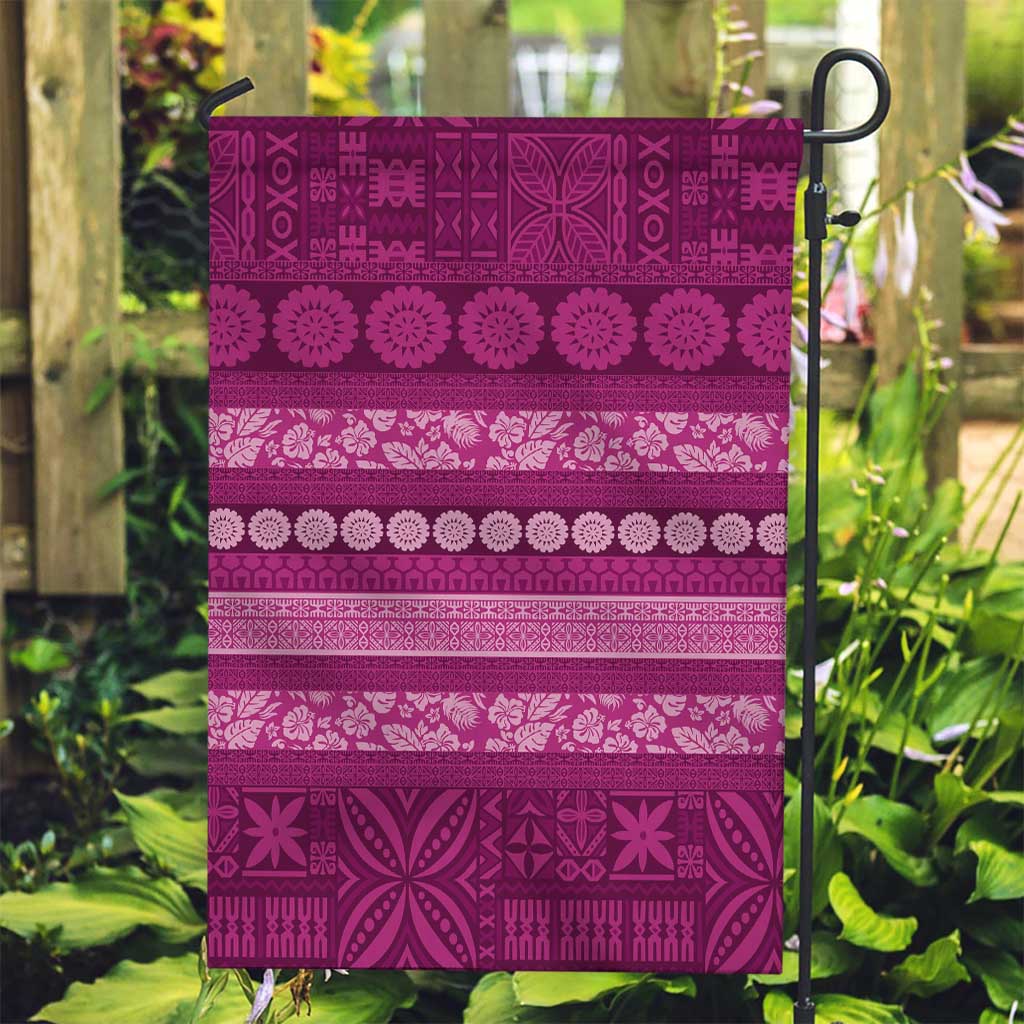 Fiji Marau na Kerisimasi Garden Flag Pink Tapa Masi Inspired Christmas - Polynesian Pride