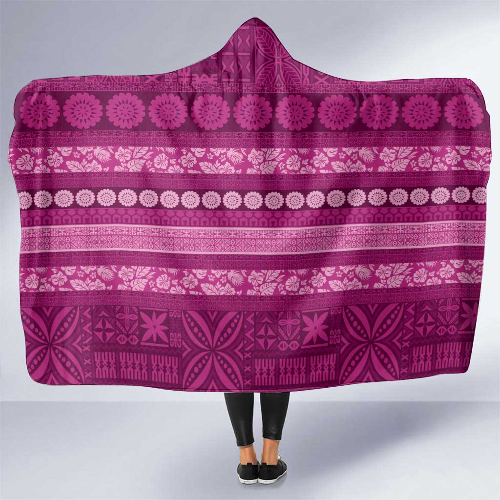 Fiji Marau na Kerisimasi Hooded Blanket Pink Tapa Masi Inspired Christmas - Polynesian Pride