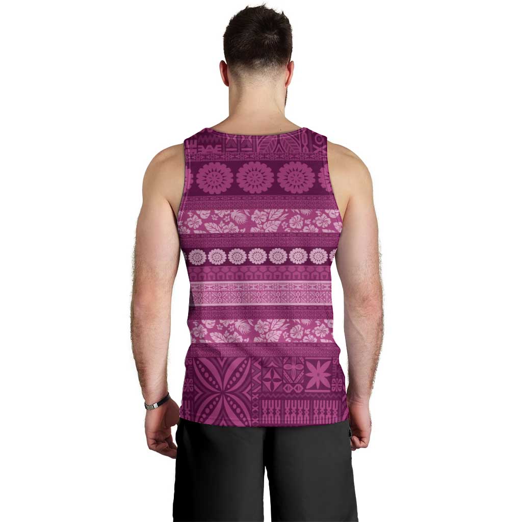 Fiji Marau na Kerisimasi Men Tank Top Pink Tapa Masi Inspired Christmas - Polynesian Pride