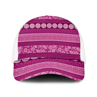 Fiji Marau na Kerisimasi Mesh Trucker Cap Pink Tapa Masi Inspired Christmas - Polynesian Pride