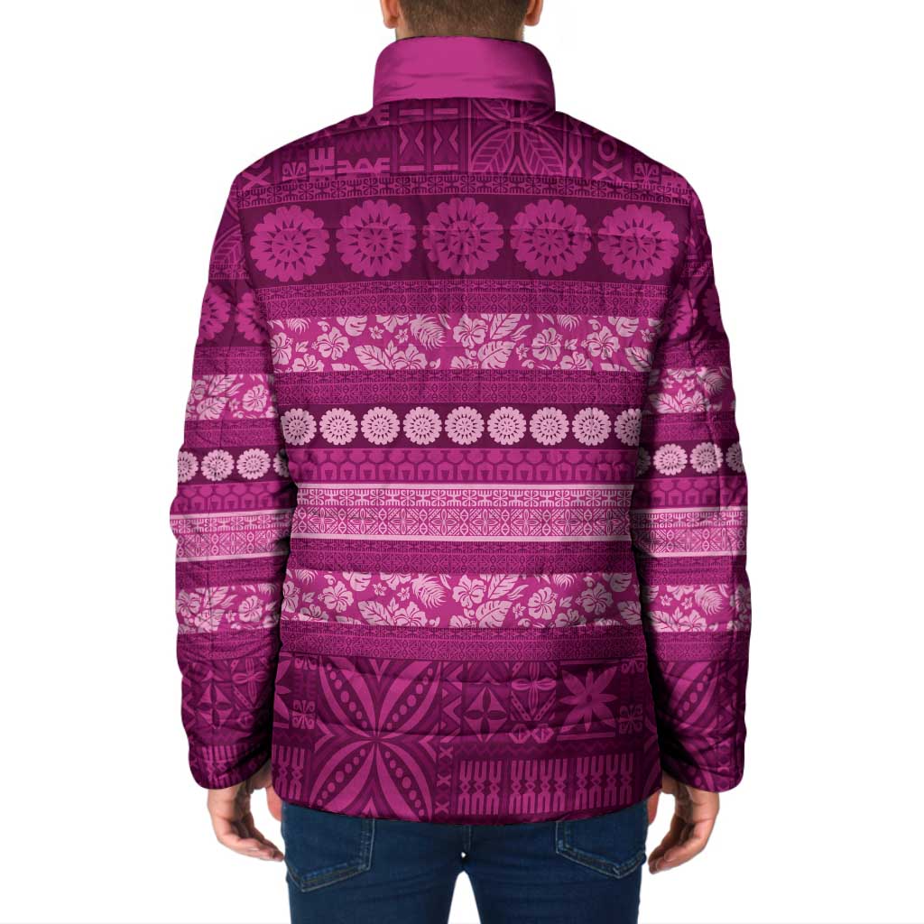 Fiji Marau na Kerisimasi Padded Jacket Pink Tapa Masi Inspired Christmas - Polynesian Pride