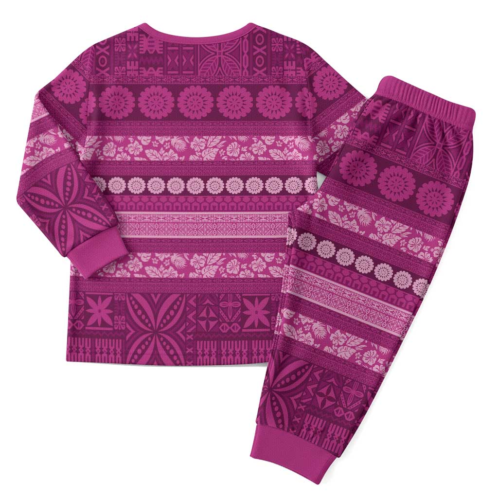 Fiji Marau na Kerisimasi Christmas Pajama Set Pink Tapa Masi Inspired Christmas - Polynesian Pride