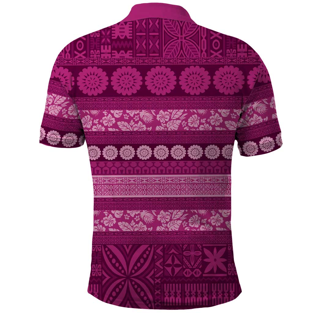 Fiji Marau na Kerisimasi Polo Shirt Pink Tapa Masi Inspired Christmas - Polynesian Pride
