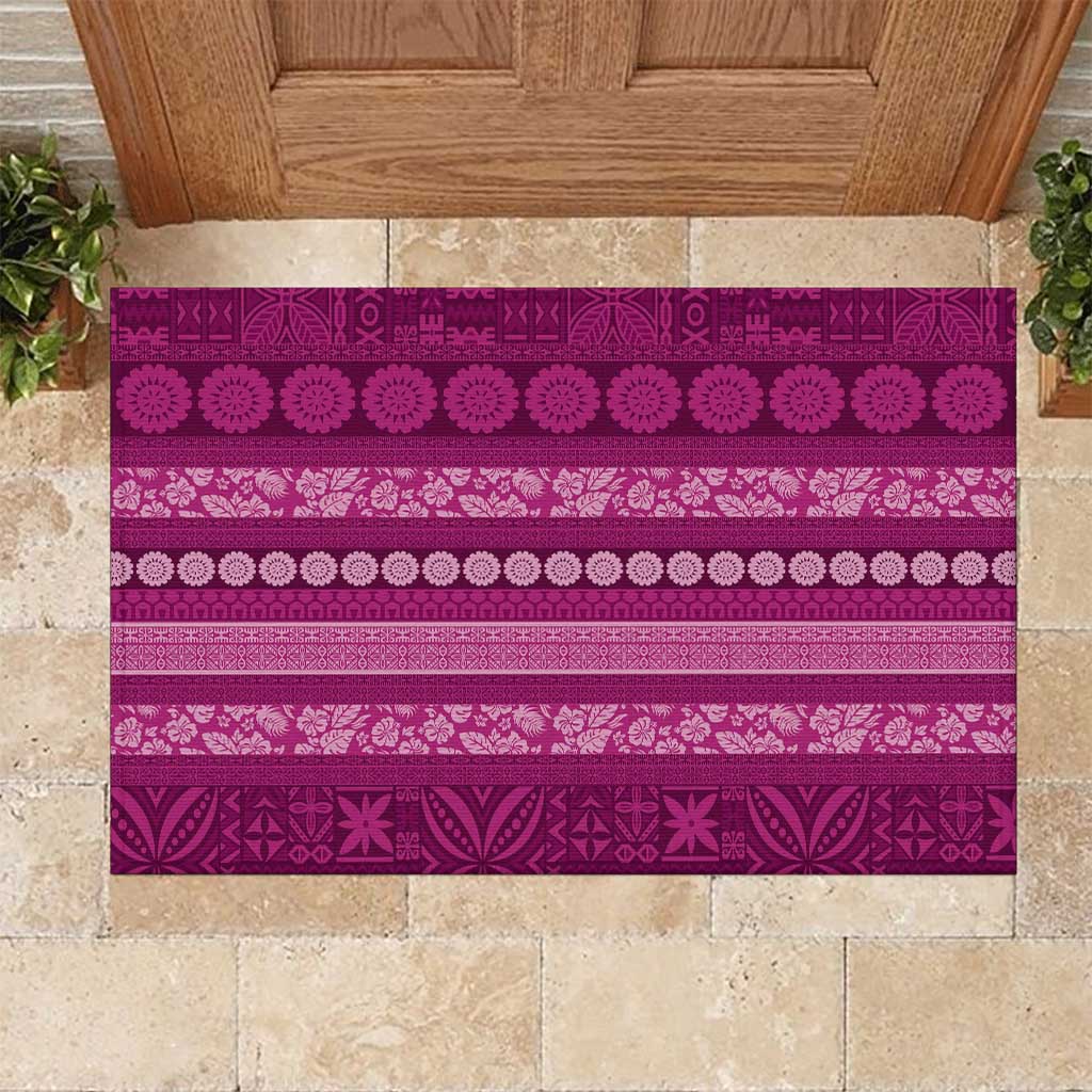 Fiji Marau na Kerisimasi Rubber Doormat Pink Tapa Masi Inspired Christmas - Polynesian Pride