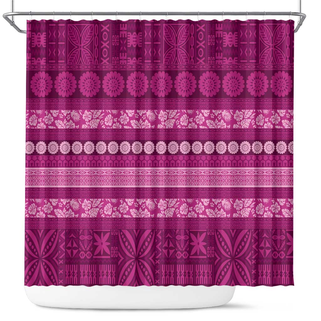 Fiji Marau na Kerisimasi Shower Curtain Pink Tapa Masi Inspired Christmas - Polynesian Pride