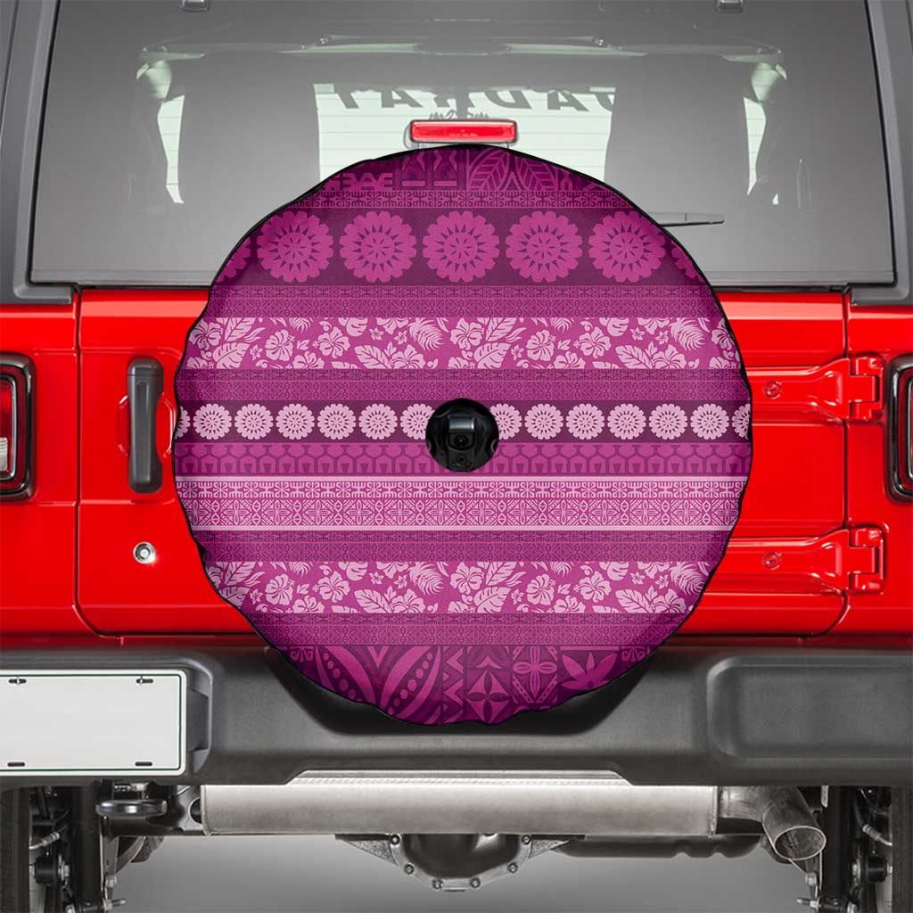 Fiji Marau na Kerisimasi Spare Tire Cover Pink Tapa Masi Inspired Christmas - Polynesian Pride