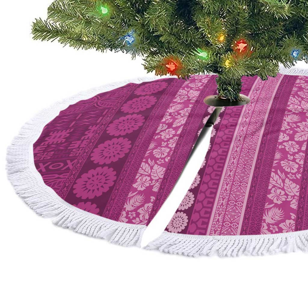 Fiji Marau na Kerisimasi Tree Skirt Pink Tapa Masi Inspired Christmas - Polynesian Pride