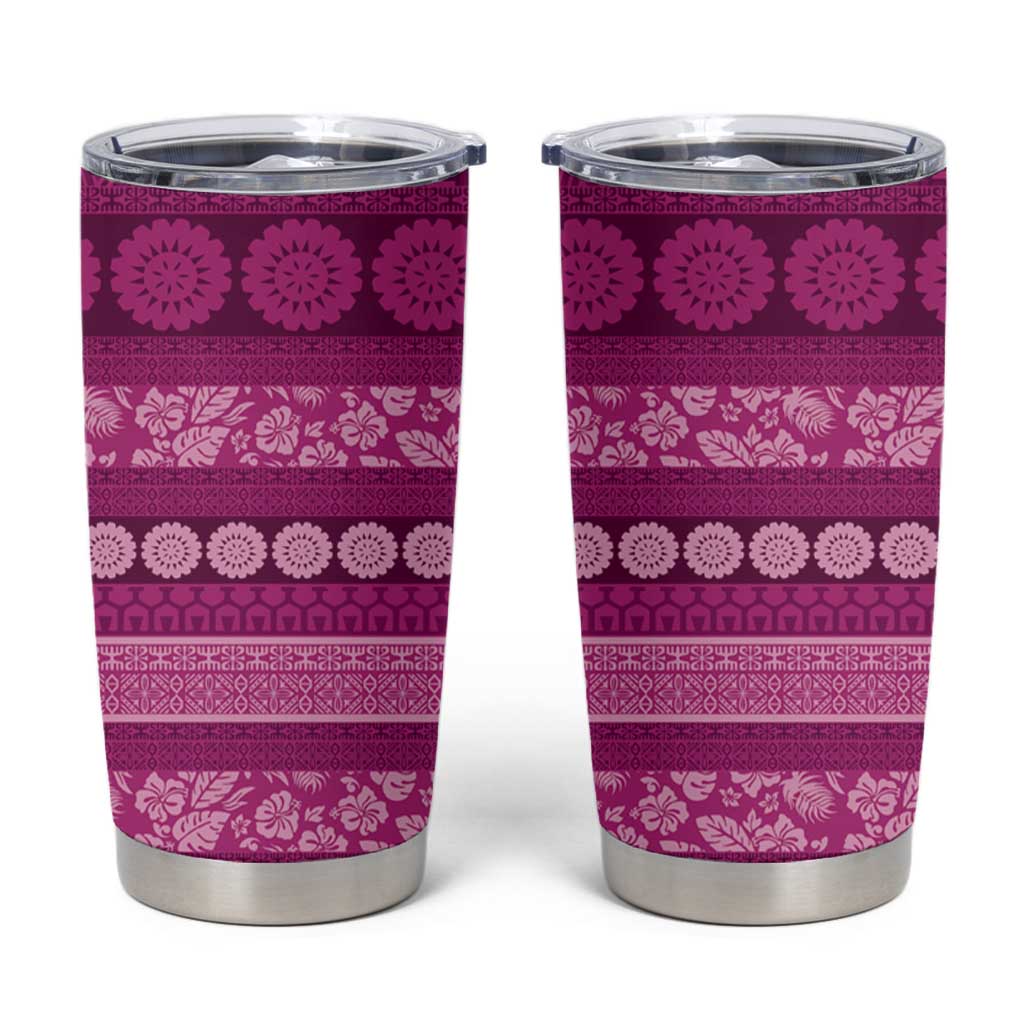 Fiji Marau na Kerisimasi Tumbler Cup Pink Tapa Masi Inspired Christmas - Polynesian Pride
