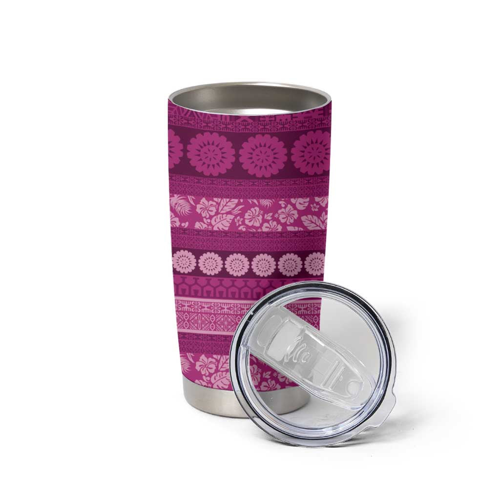 Fiji Marau na Kerisimasi Tumbler Cup Pink Tapa Masi Inspired Christmas - Polynesian Pride