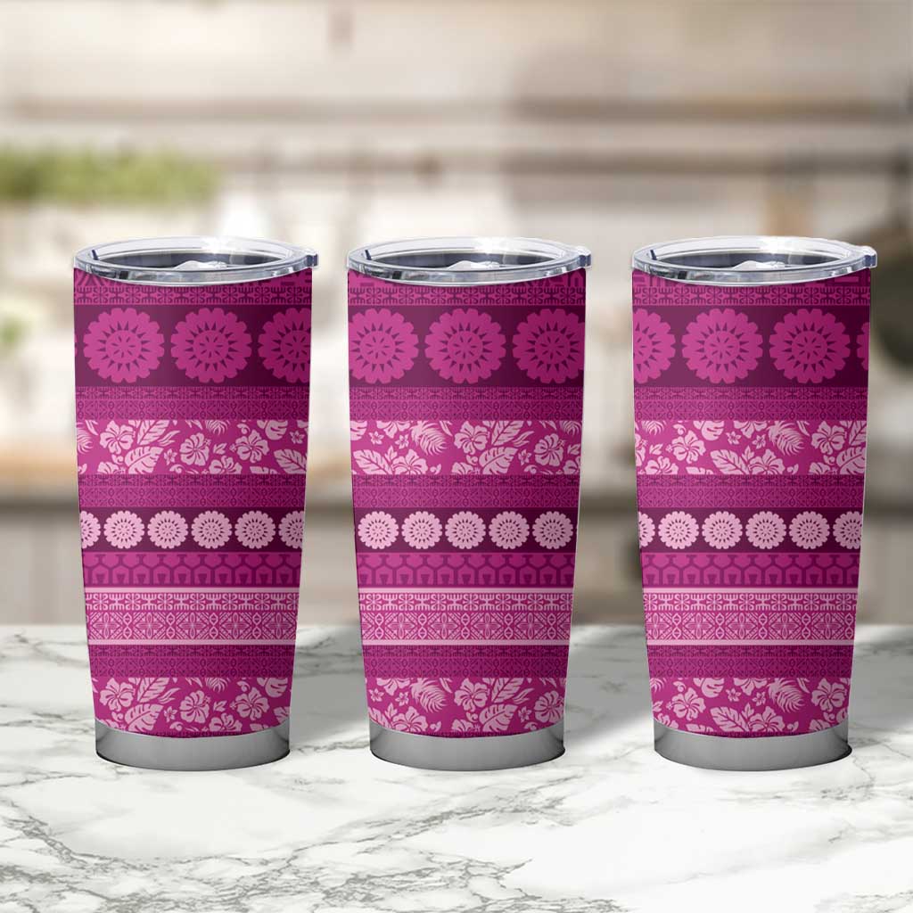 Fiji Marau na Kerisimasi Tumbler Cup Pink Tapa Masi Inspired Christmas - Polynesian Pride