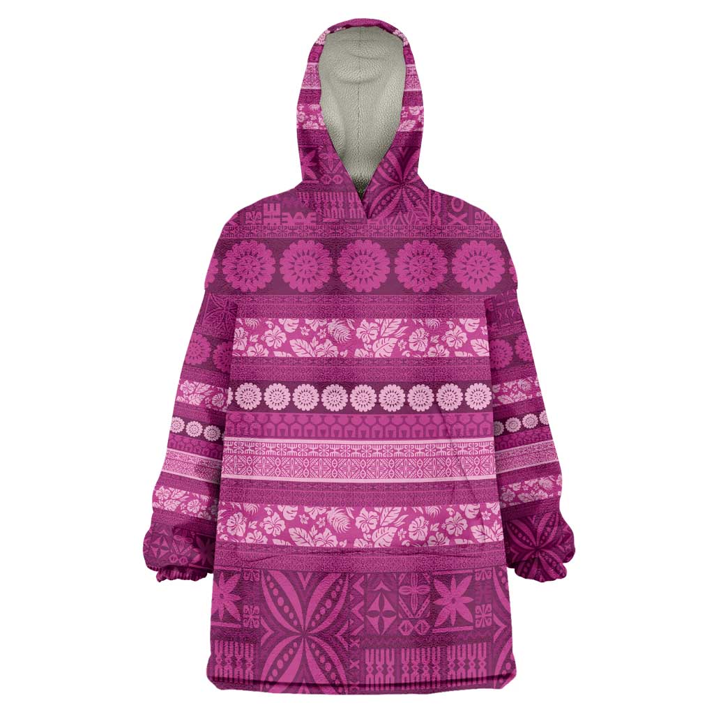 Fiji Marau na Kerisimasi Wearable Blanket Hoodie Pink Tapa Masi Inspired Christmas - Polynesian Pride