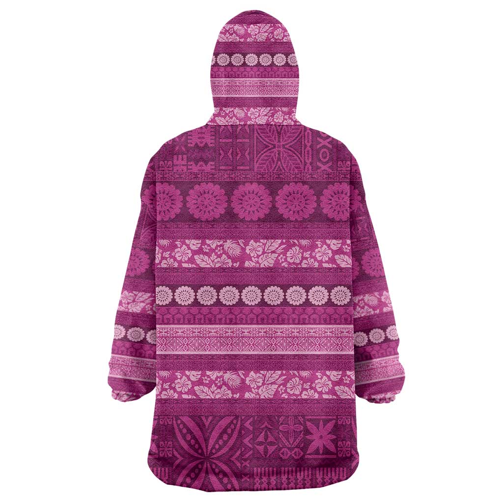 Fiji Marau na Kerisimasi Wearable Blanket Hoodie Pink Tapa Masi Inspired Christmas - Polynesian Pride