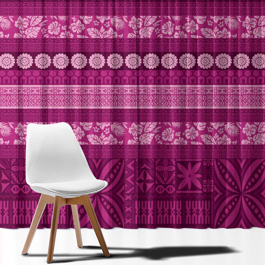 Fiji Marau na Kerisimasi Window Curtain Pink Tapa Masi Inspired Christmas - Polynesian Pride