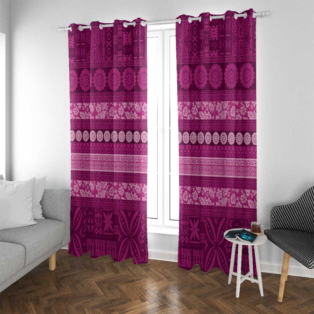 Fiji Marau na Kerisimasi Window Curtain Pink Tapa Masi Inspired Christmas - Polynesian Pride