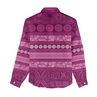 Fiji Marau na Kerisimasi Women Casual Shirt Pink Tapa Masi Inspired Christmas - Polynesian Pride