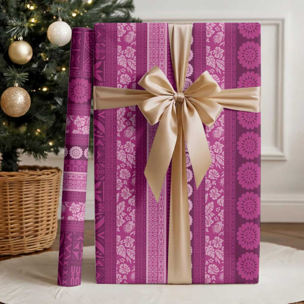Fiji Marau na Kerisimasi Wrapping Paper Pink Tapa Masi Inspired Christmas - Polynesian Pride